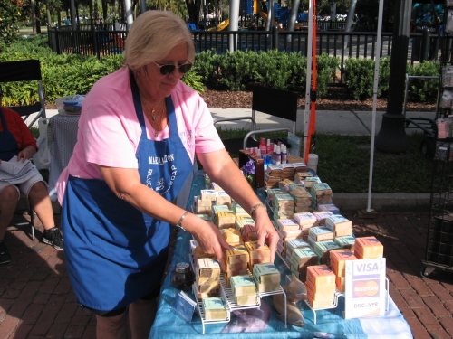 Displaying our soaps at a craft show.
