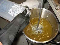 adding lye to soap